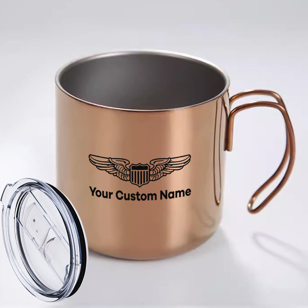 Custom Name (Military Badge) Designed Stainless Steel Portable Mugs