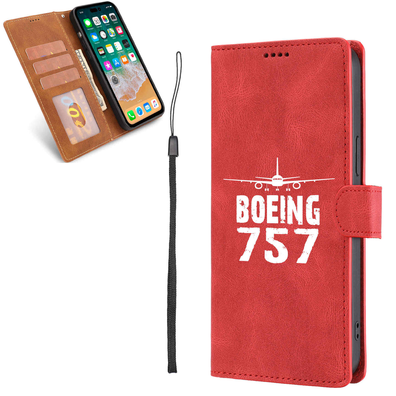 Boeing 757 & Plane Designed Leather Samsung S & Note Cases