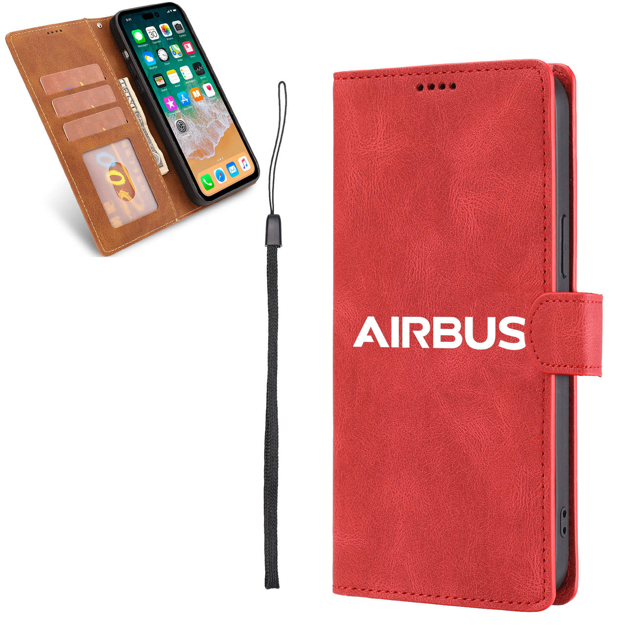 Airbus & Text Designed Leather iPhone Cases