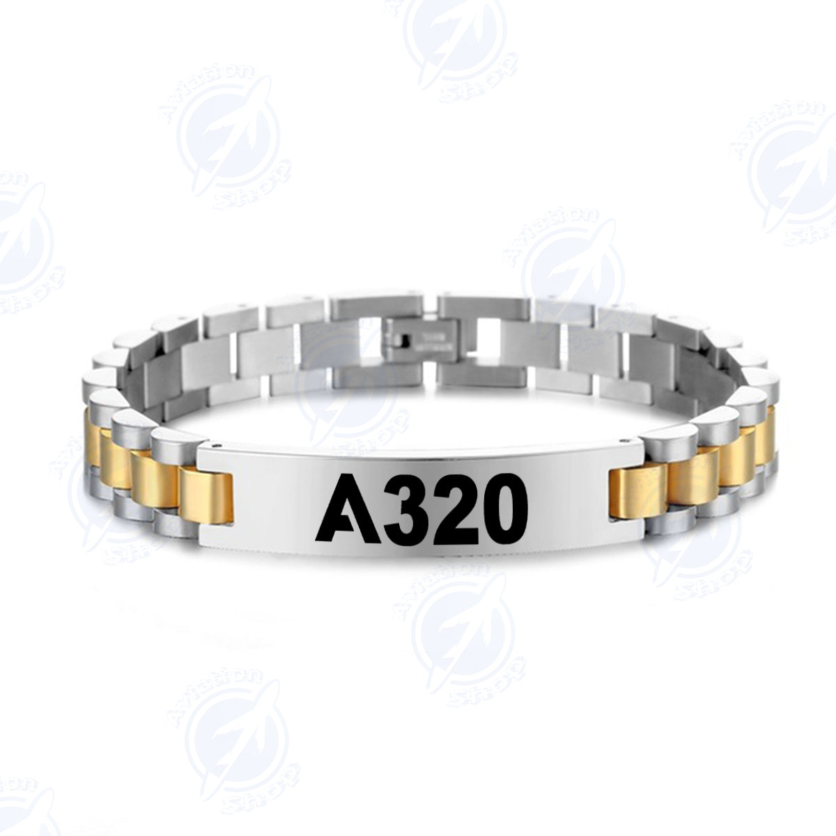 A320 Flat Text Designed Stainless Steel Chain Bracelets