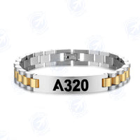 Thumbnail for A320 Flat Text Designed Stainless Steel Chain Bracelets