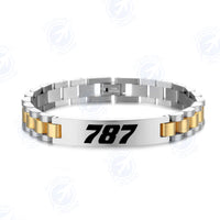Thumbnail for 787 Flat Text Designed Stainless Steel Chain Bracelets