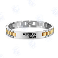 Thumbnail for Airbus A320 & Text Designed Stainless Steel Chain Bracelets