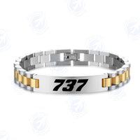 Thumbnail for 737 Flat Text Designed Stainless Steel Chain Bracelets