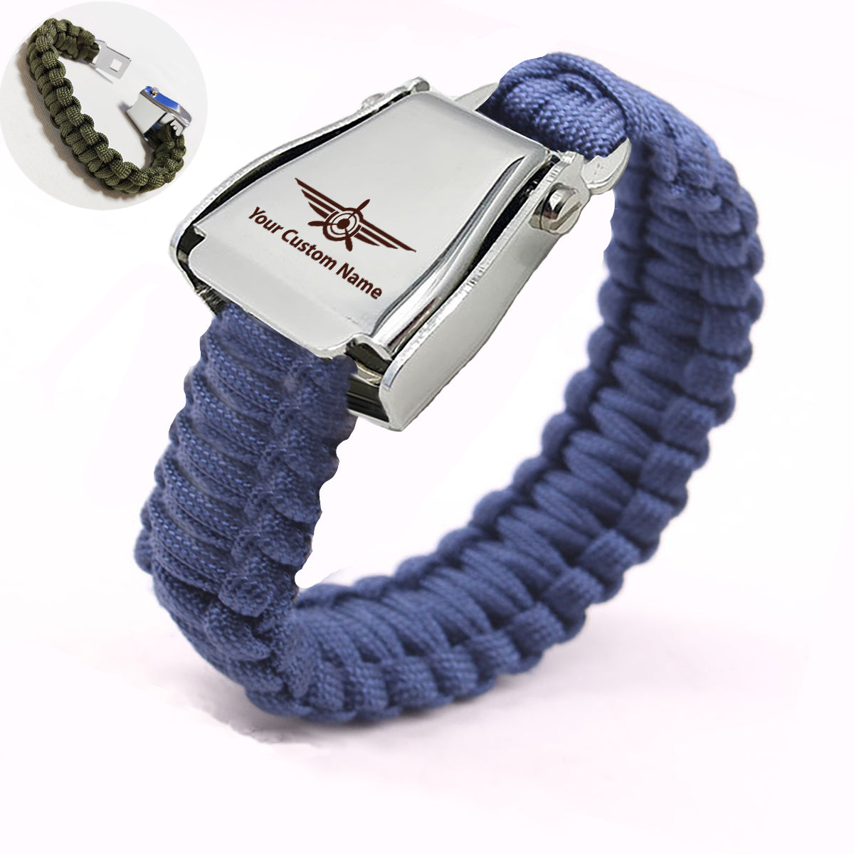 Custom Name (Badge 3) Design Airplane Seat Belt Bracelet