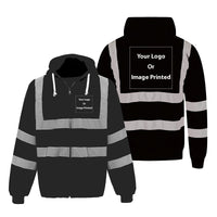Thumbnail for Double Side Your Custom Logos Designed Reflective Zipped Hoodies