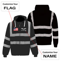 Thumbnail for Custom Name (Military Badge) Designed Reflective Zipped Hoodies