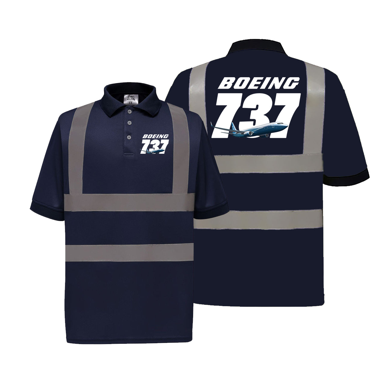 Super Boeing 737+Text Designed Reflective Polo T-Shirts
