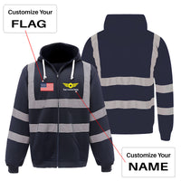 Thumbnail for Custom Name (Badge 4) Designed Reflective Zipped Hoodies