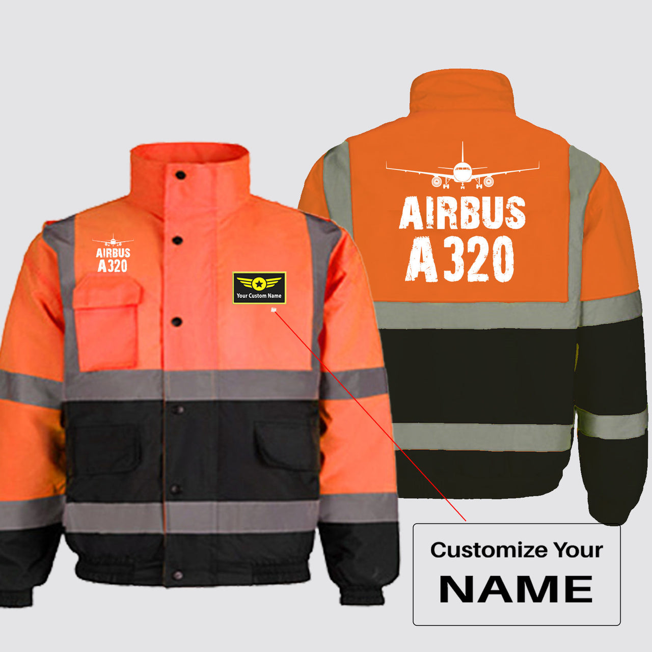 Airbus A320 & Plane Designed Reflective Winter Jackets