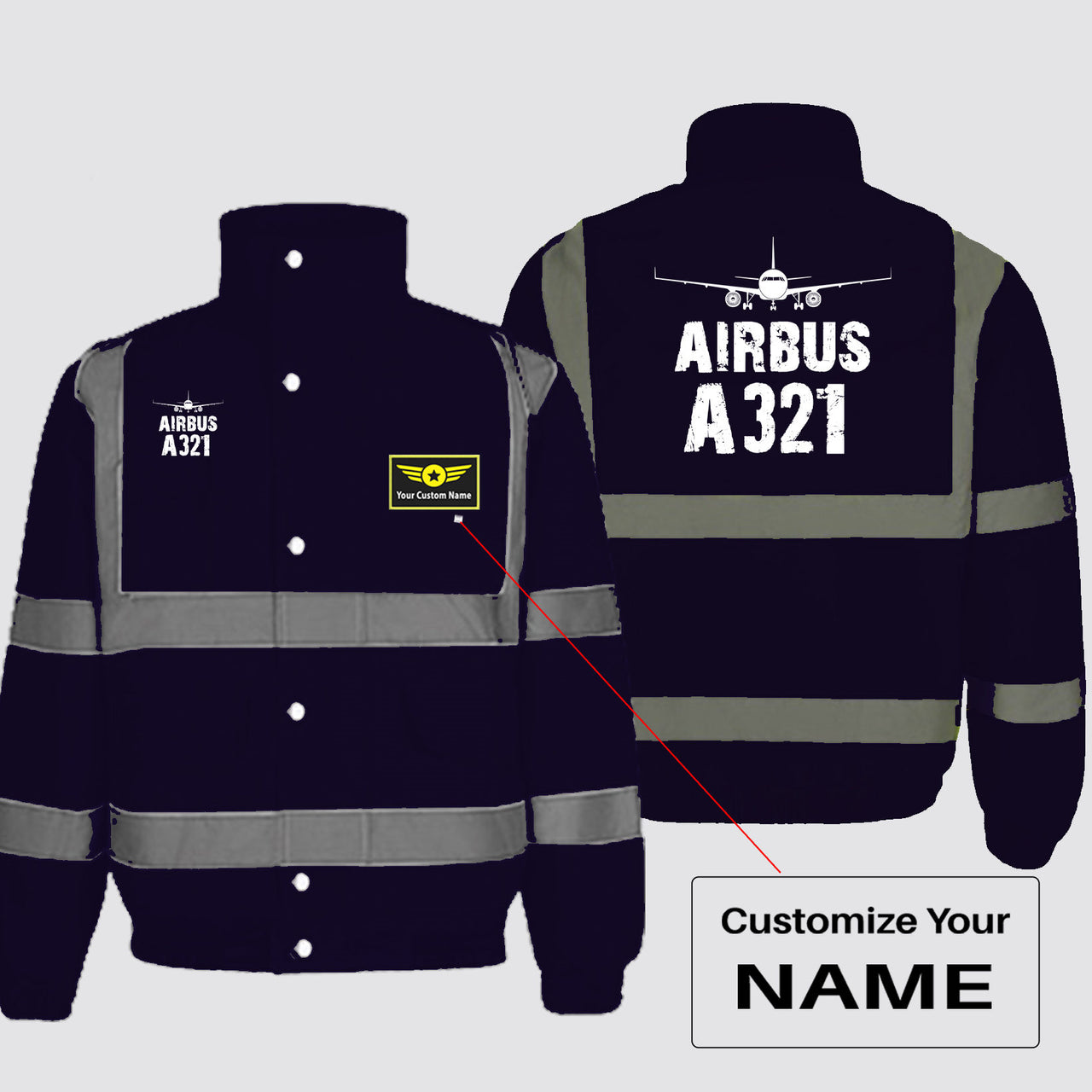 Airbus A321 & Plane Designed Reflective Winter Jackets