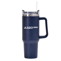 Thumbnail for A320neo & Text Designed 40oz Stainless Steel Car Mug With Holder