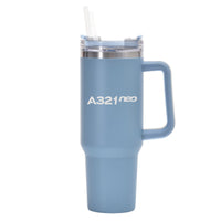 Thumbnail for A321neo & Text Designed 40oz Stainless Steel Car Mug With Holder
