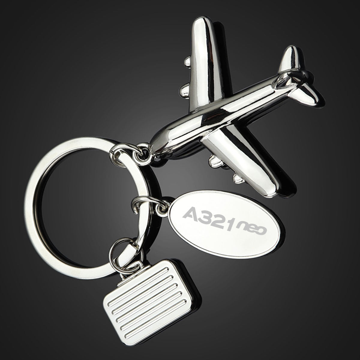 A321neo & Text Designed Suitcase Airplane Key Chains