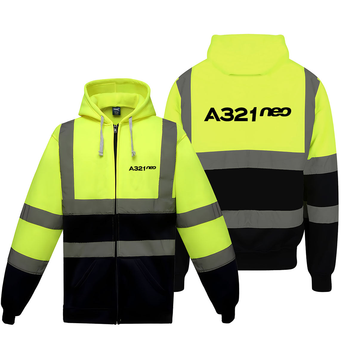 A321neo & Text Designed Reflective Zipped Hoodies