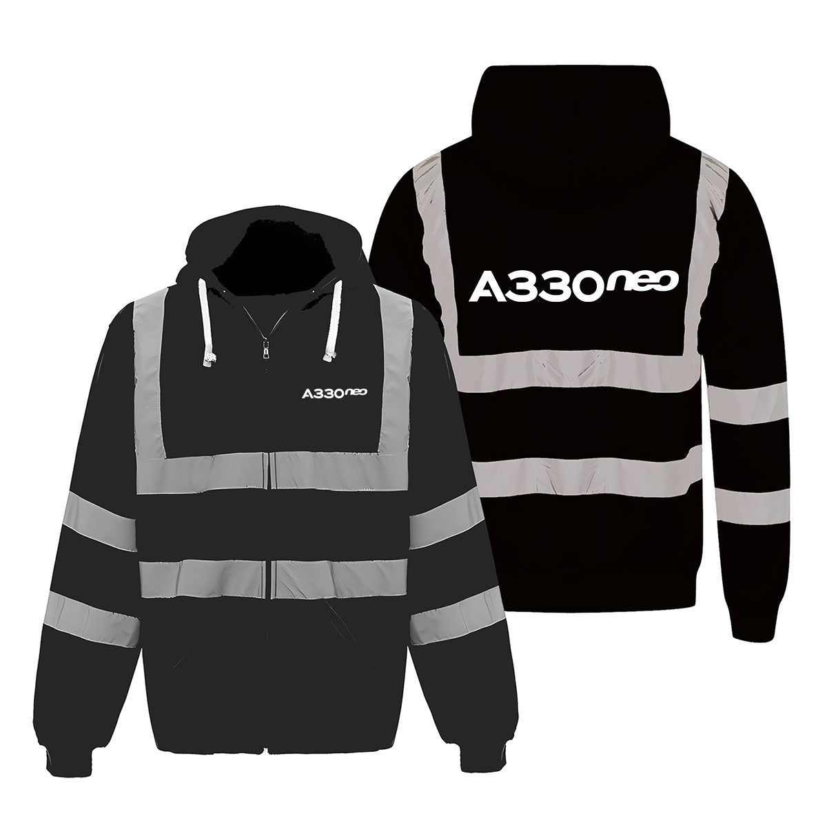 A330neo & Text Designed Reflective Zipped Hoodies