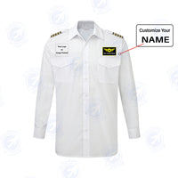 Thumbnail for Double Side Your Custom Logos & Name (Special Badge) Designed Long Sleeve Pilot Shirts