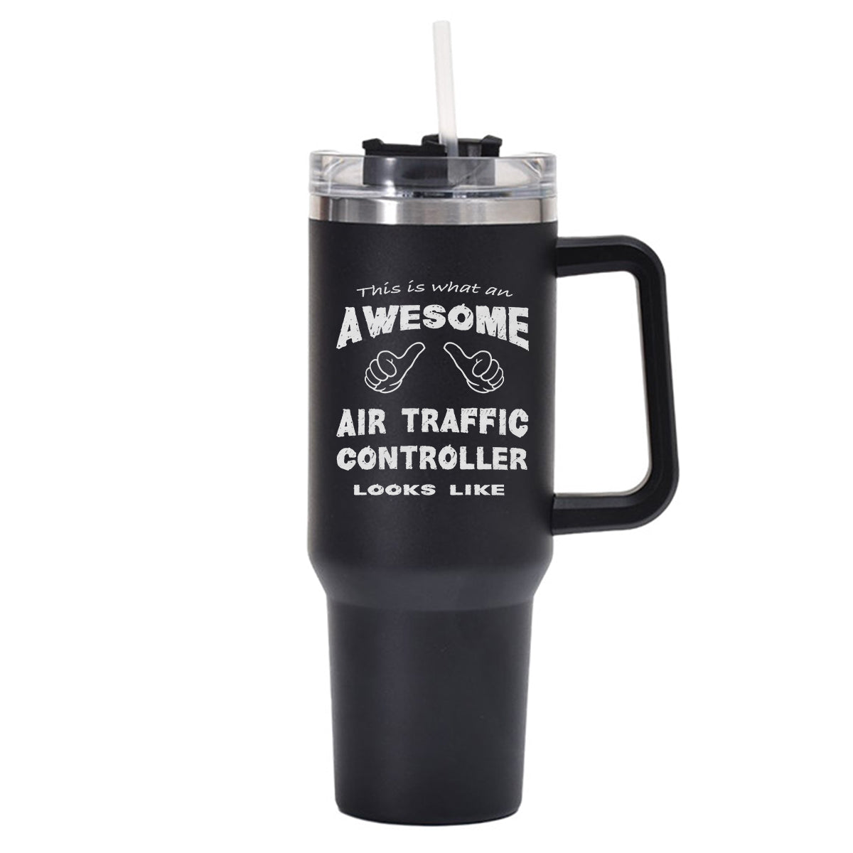 Air Traffic Controller Designed 40oz Stainless Steel Car Mug With Holder