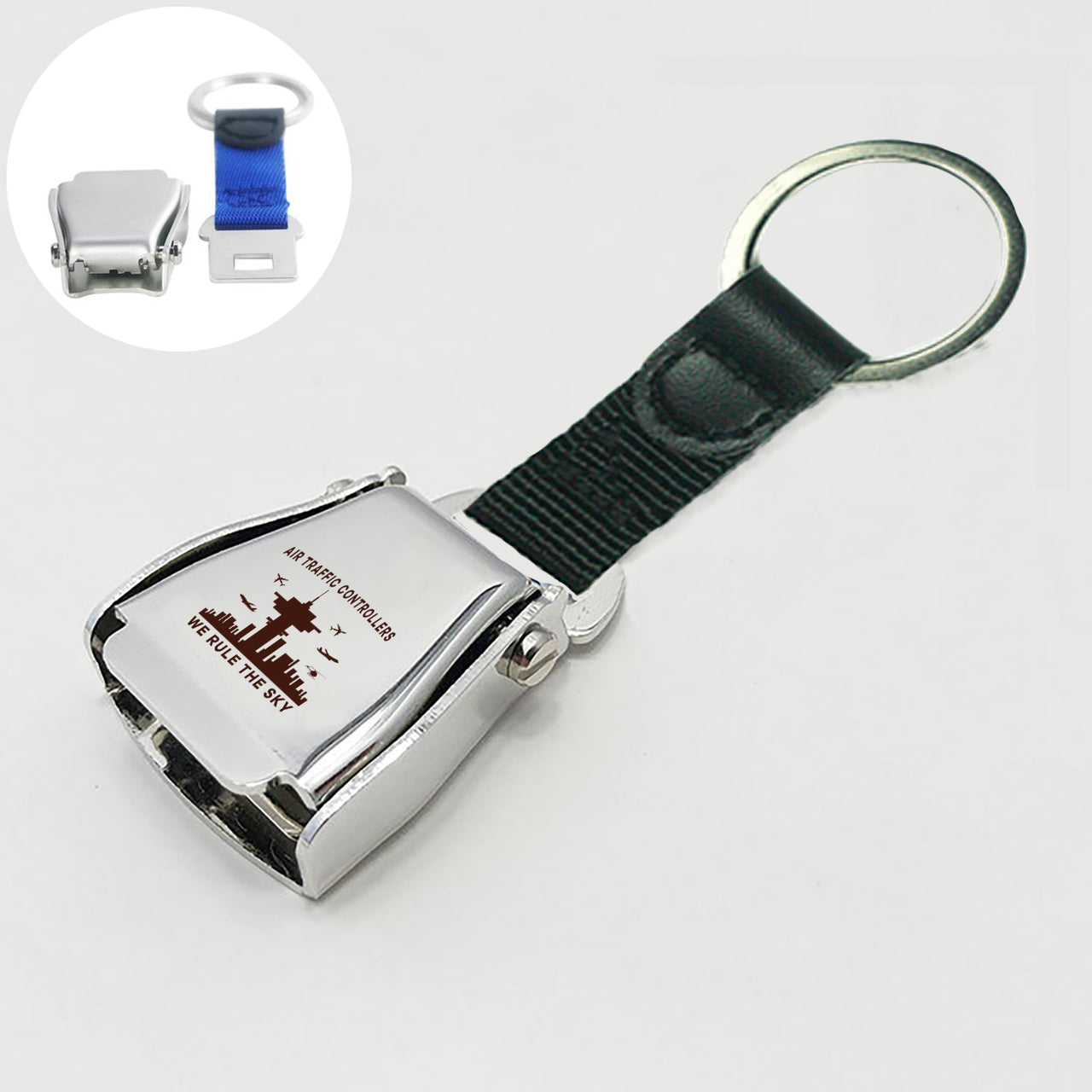 Air Traffic Controllers - We Rule The Sky Designed Airplane Seat Belt Key Chains