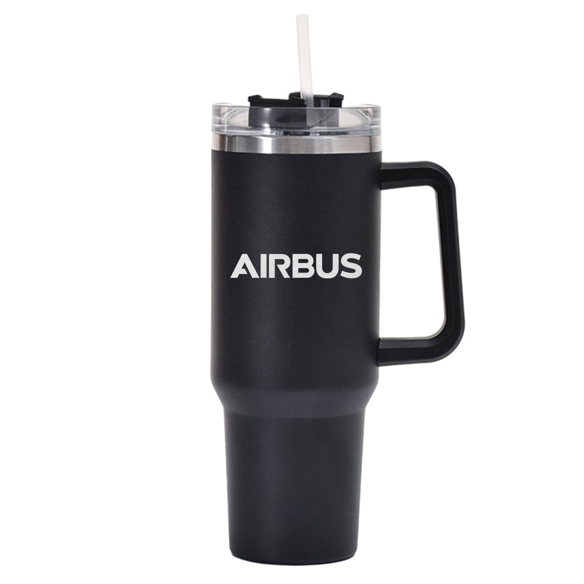 Airbus & Text Designed 40oz Stainless Steel Car Mug With Holder