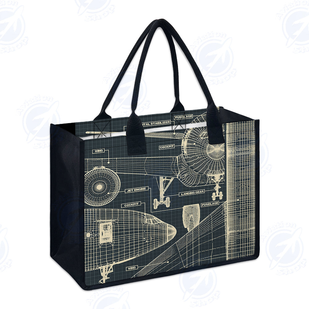 Airplanes Fuselage & Details Designed Special Canvas Bags