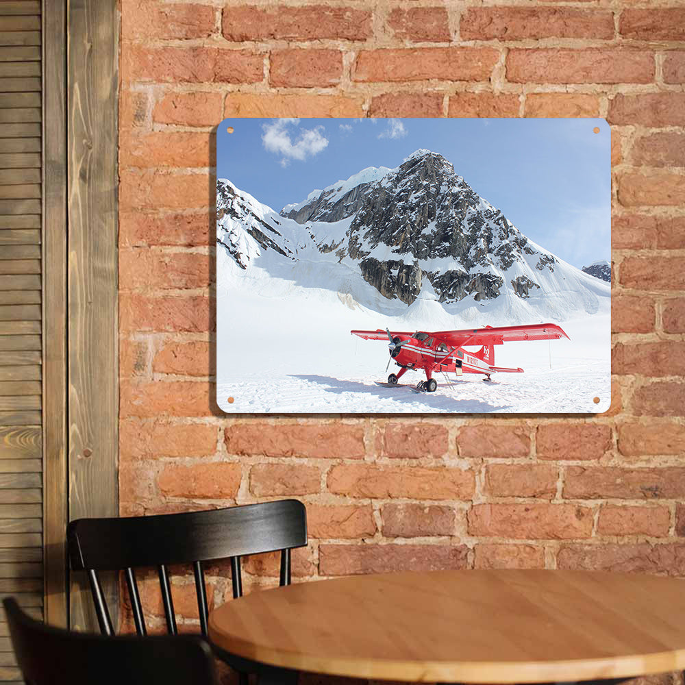 Amazing Snow Airplane Printed Metal Sign