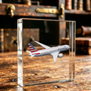AA Airlines Boeing 787 Airplane Crystal Ornament