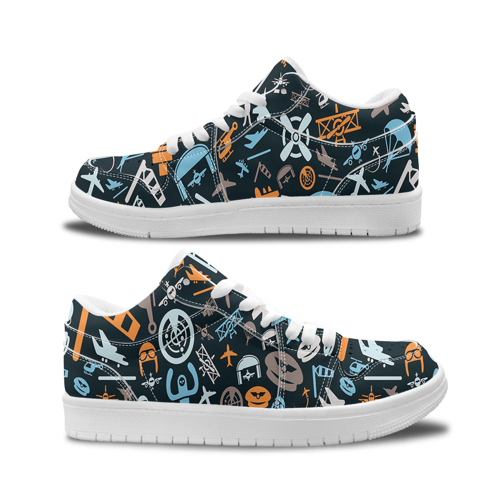 Aviation Icons Designed Fashion Low Top Sneakers & Shoes