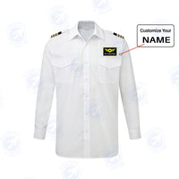 Thumbnail for Custom & Name with EPAULETTES (Special Badge) Designed Long Sleeve Pilot Shirts