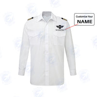 Thumbnail for Custom & Name with EPAULETTES (Badge 5) Designed Long Sleeve Pilot Shirts