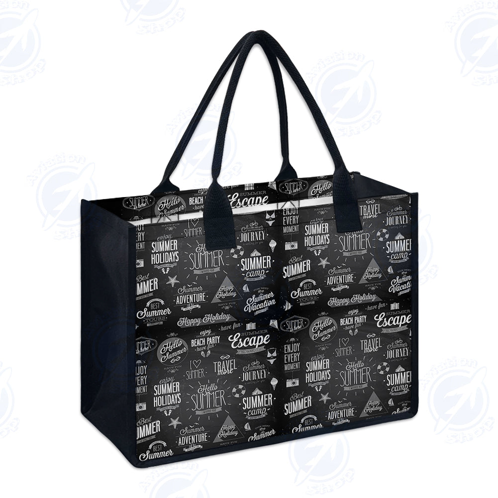 Black & White Super Travel Icons Designed Special Canvas Bags