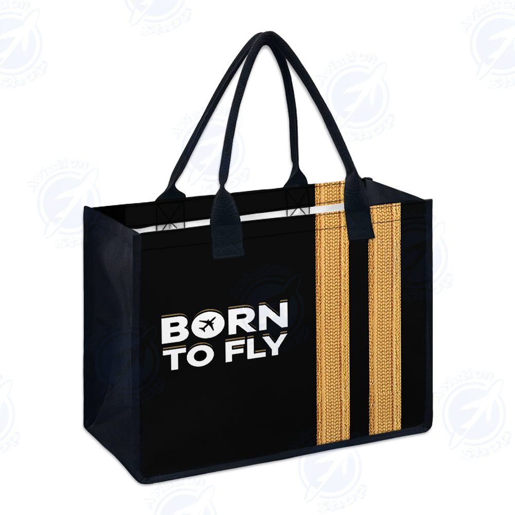 Born To Fly & Pilot Epaulettes (2 Lines) Designed Special Canvas Bags