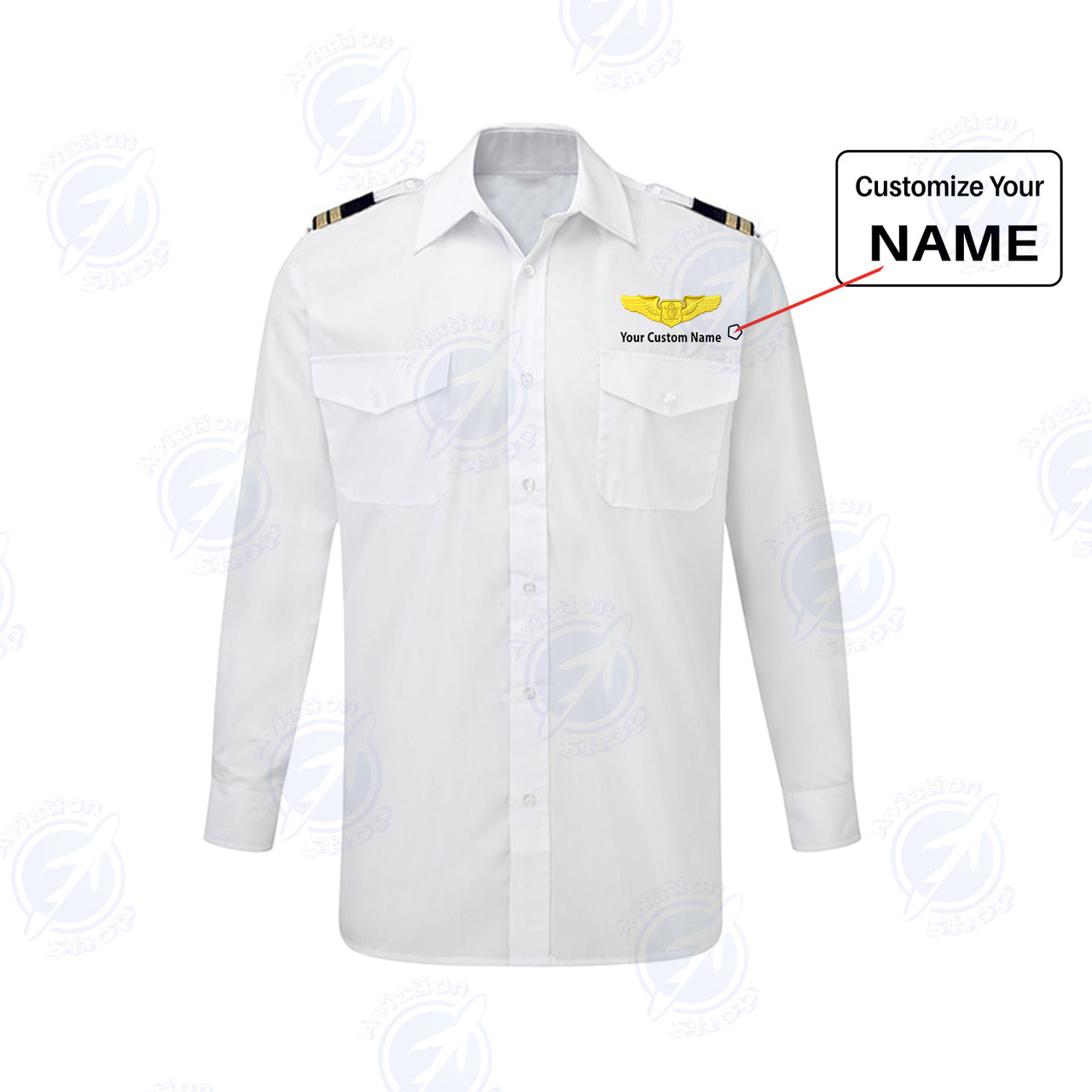 Custom & Name with EPAULETTES (Special US Air Force) Designed Long Sleeve Pilot Shirts
