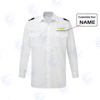 Thumbnail for Custom & Name with EPAULETTES (Badge 3) Designed Long Sleeve Pilot Shirts