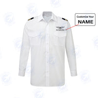 Thumbnail for Custom & Name with EPAULETTES (Military Badge) Designed Long Sleeve Pilot Shirts