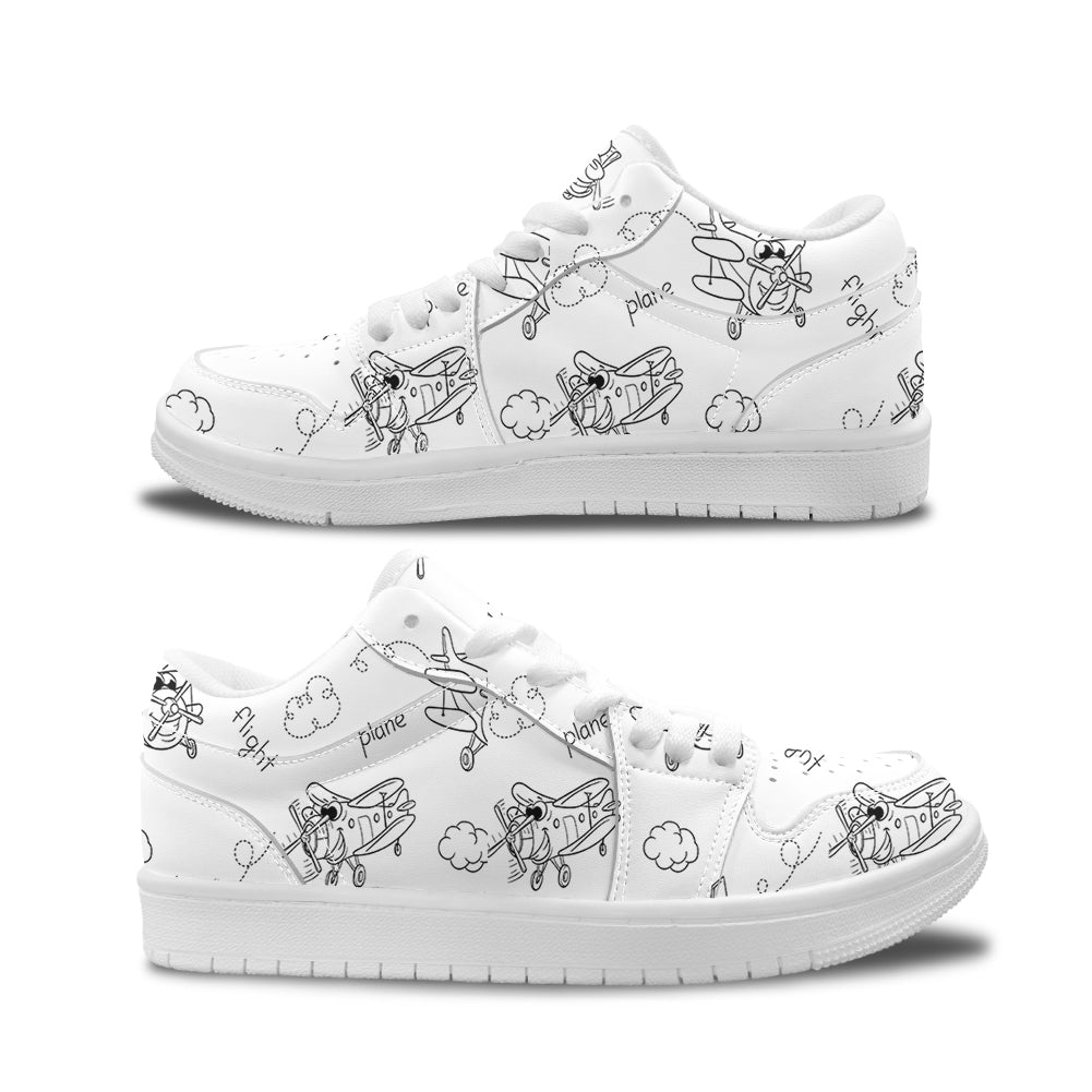Cartoon Planes Designed Fashion Low Top Sneakers & Shoes