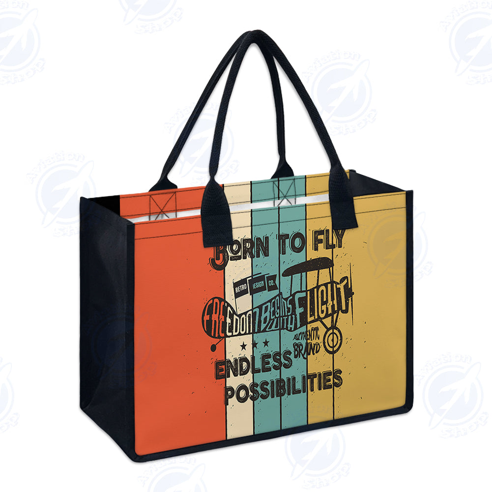 Colourful Born To Fly Designed Special Canvas Bags
