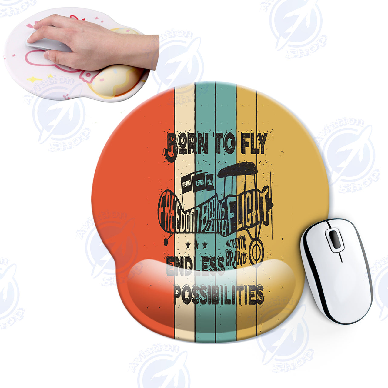 Colourful Born To Fly Designed Ergonomic Mouse Pads