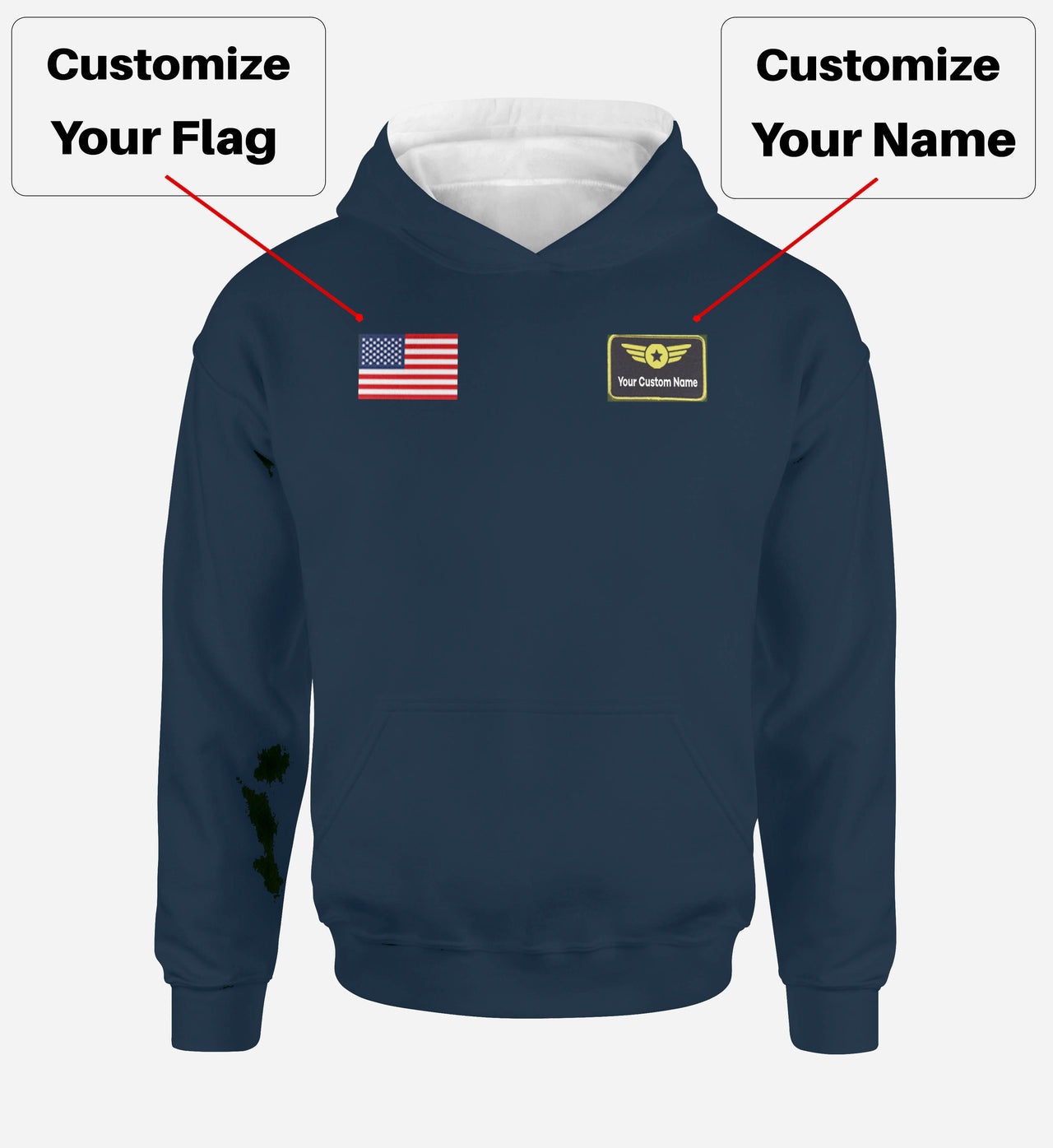 Custom Name & Badge & Flag Designed Hoodies