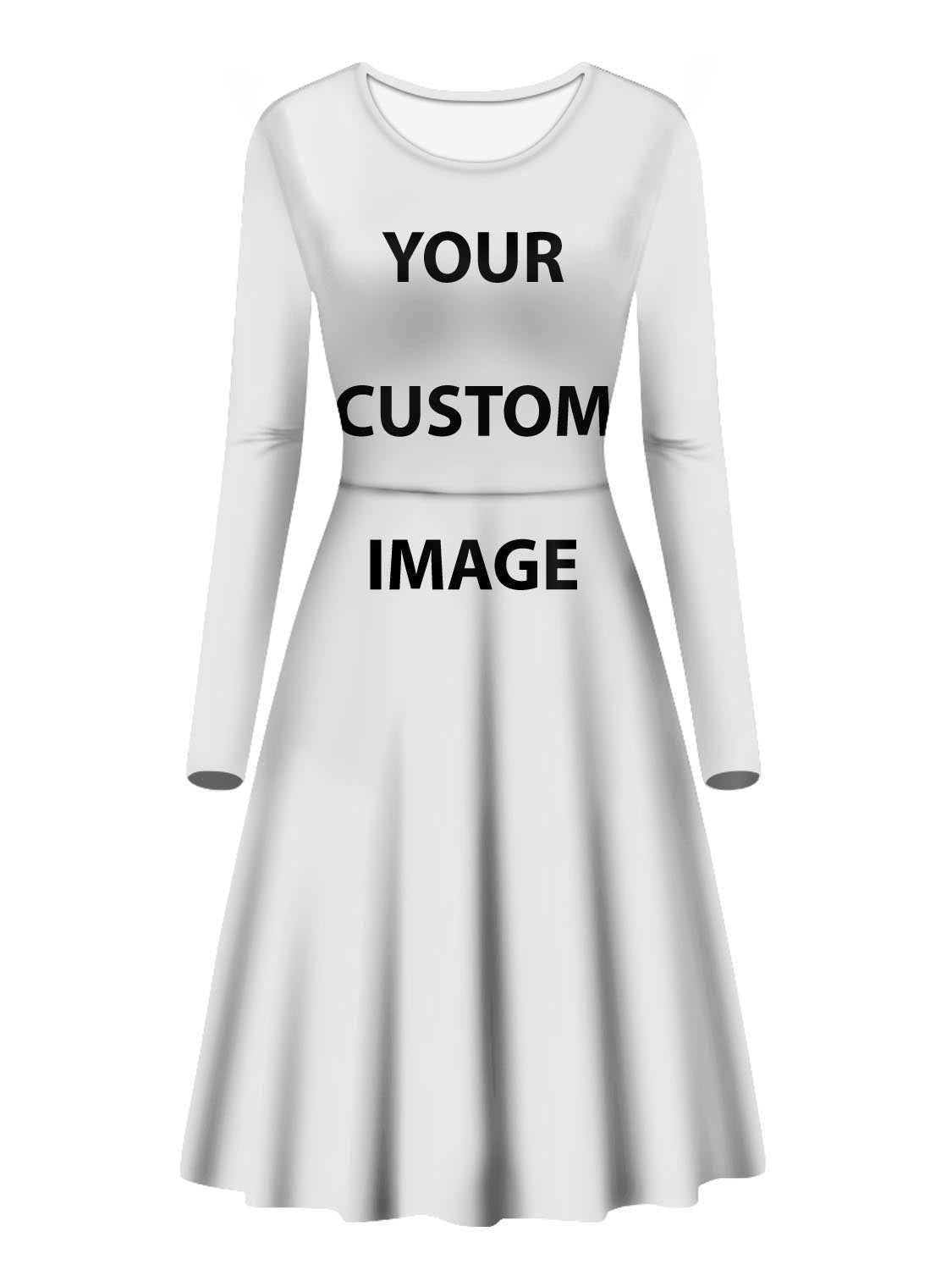 Your Custom Image/Design/Logo Designed Long Sleeve Women Midi Dress