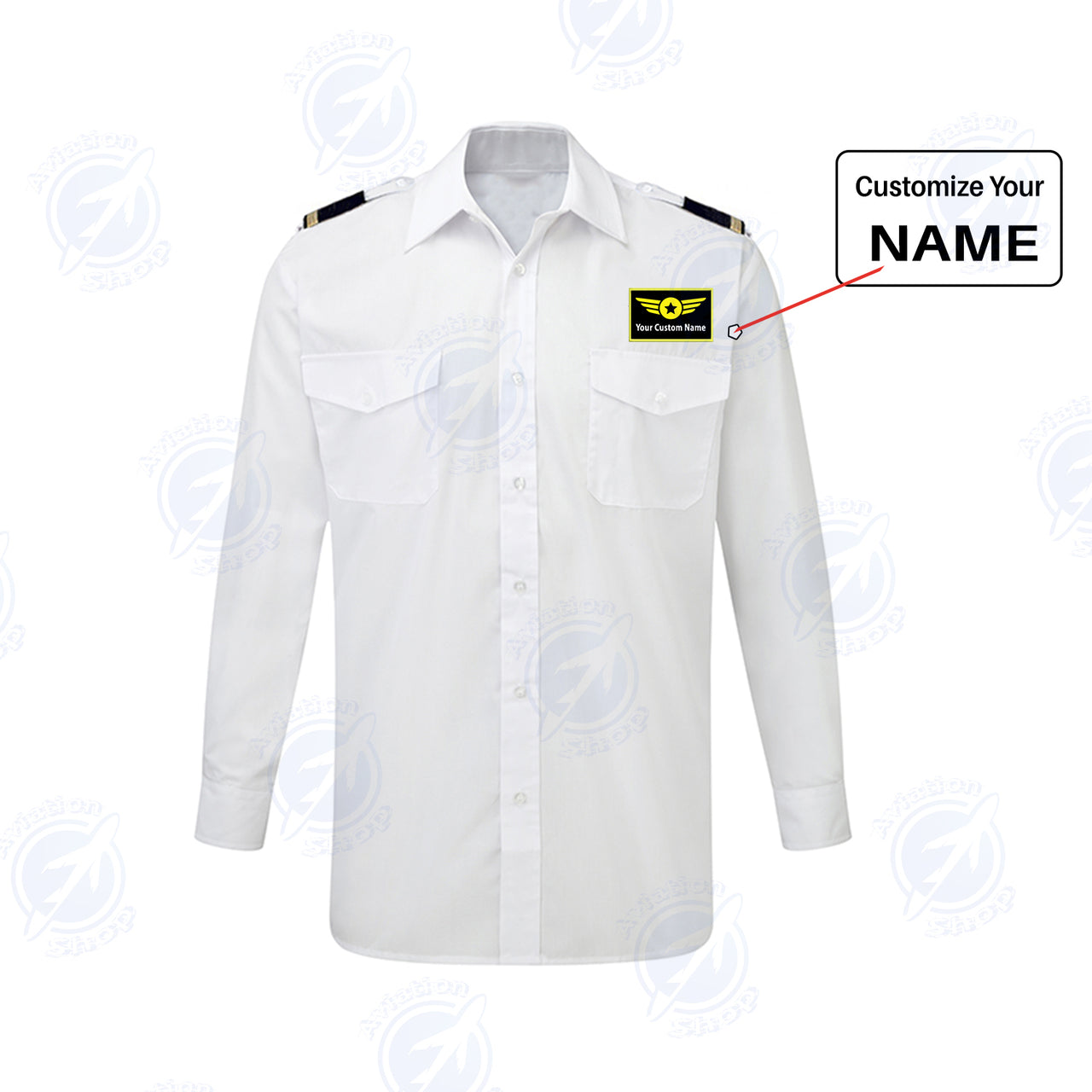 Custom & Name with EPAULETTES (Special Badge) Designed Long Sleeve Pilot Shirts