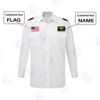 Thumbnail for Custom Flag & Name with (Special Badge) Designed Long Sleeve Pilot Shirts