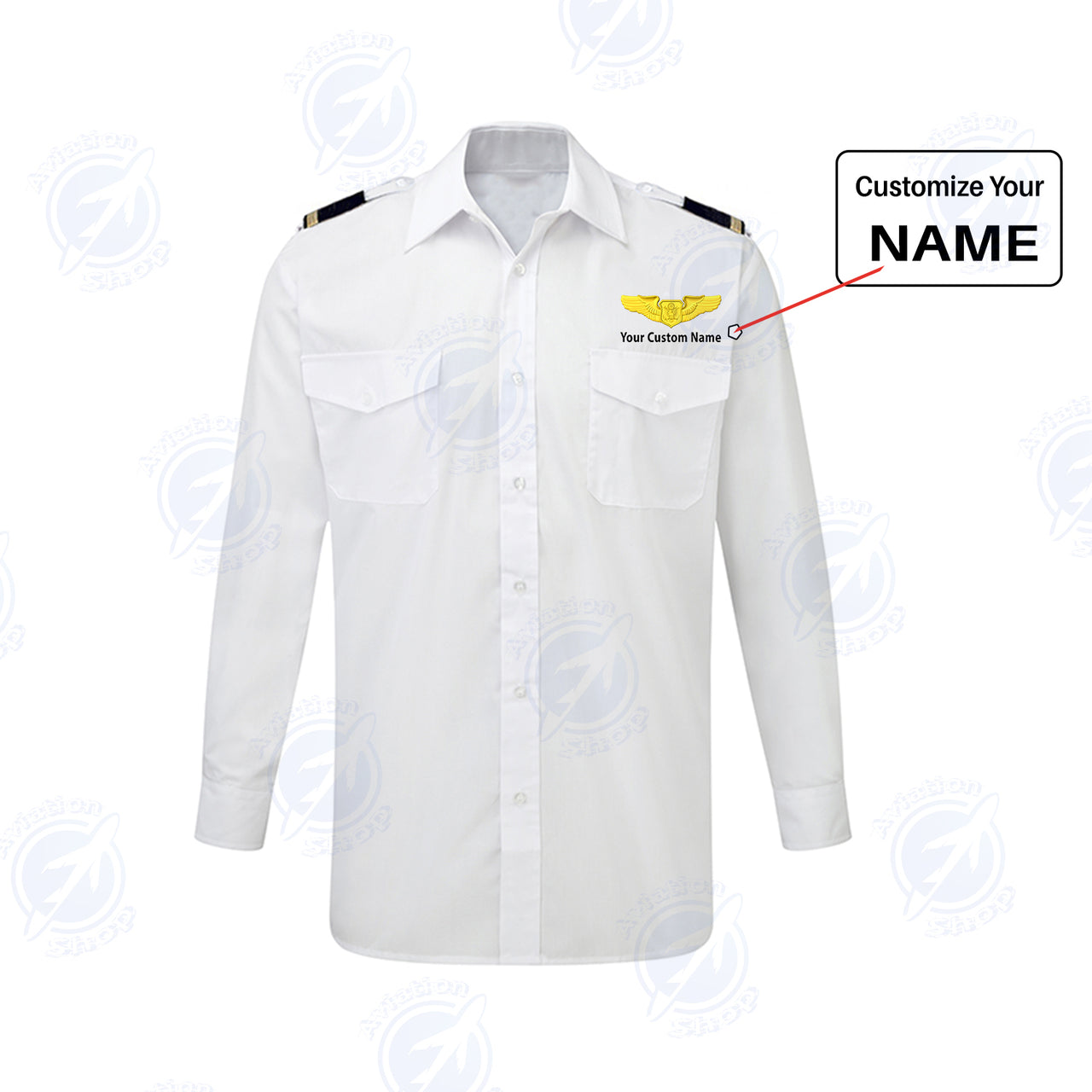 Custom & Name with EPAULETTES (Special US Air Force) Designed Long Sleeve Pilot Shirts