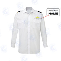 Thumbnail for Custom & Name with EPAULETTES (Badge 3) Designed Long Sleeve Pilot Shirts