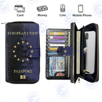 Thumbnail for European Union Passport Designed Leather Long Zipper Wallets