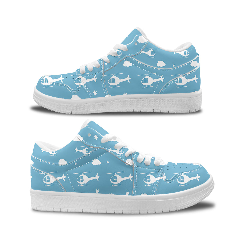 Helicopters & Clouds Designed Fashion Low Top Sneakers & Shoes