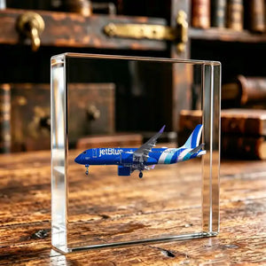 JetBlue Airbus A220 Airplane Crystal Ornament