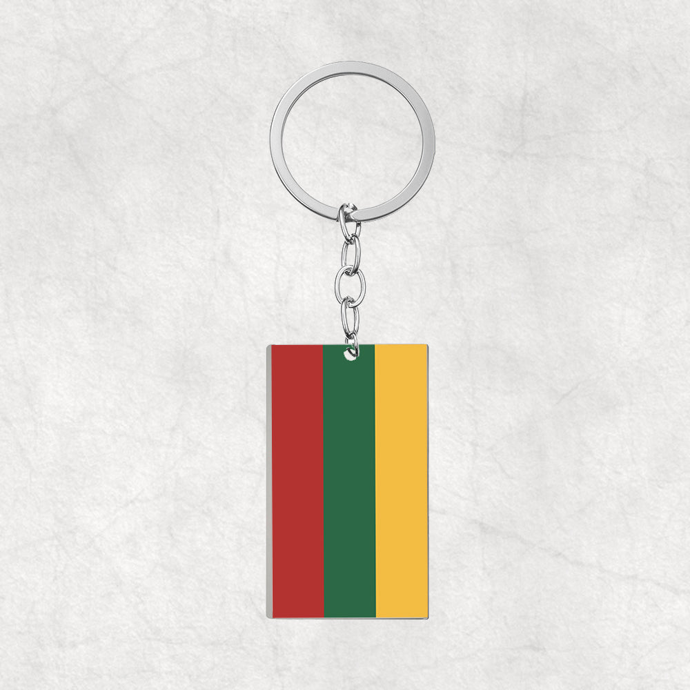 Lithuania Flag Designed Stainless Steel Flag Key Chains (Double Side)
