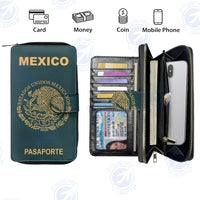 Thumbnail for Mexico Passport Designed Leather Long Zipper Wallets