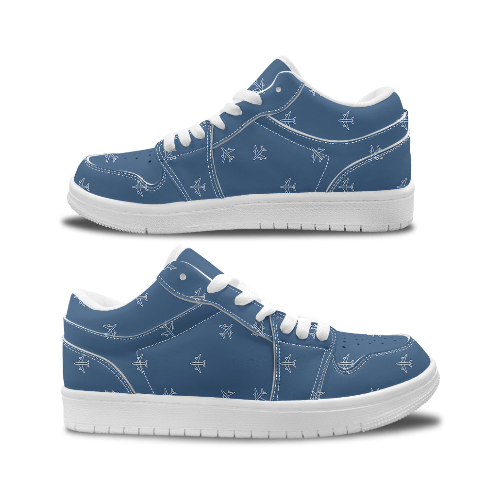 Nice Airplanes (Blue) Designed Fashion Low Top Sneakers & Shoes